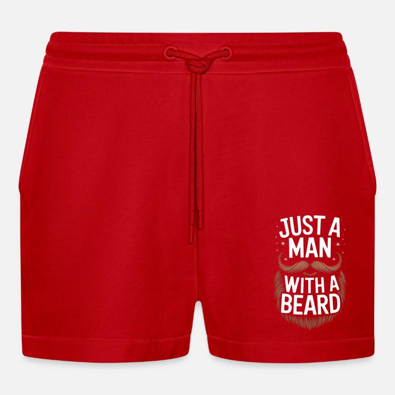 Bart Schnurrbart Bärtige Männer - Organic Relaxed Cropped Shorts Made in EU - Rot