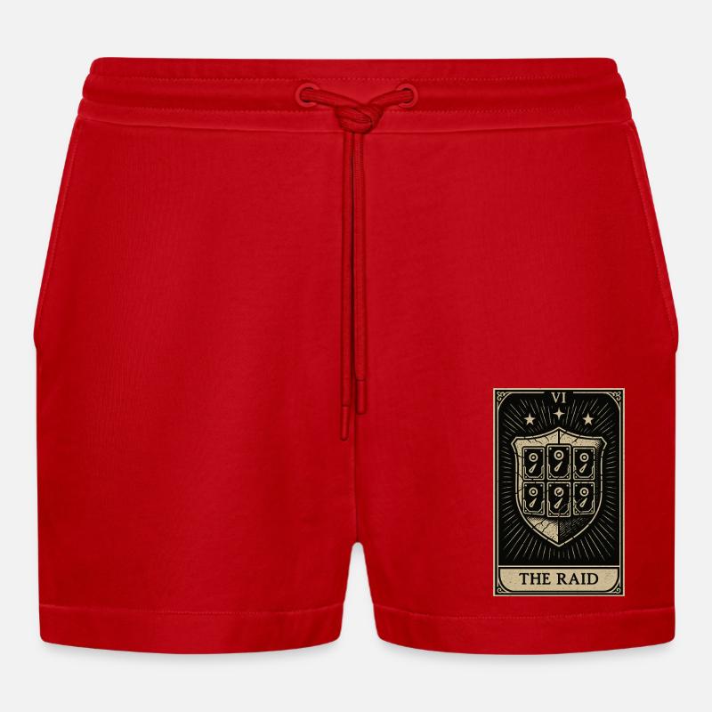 Tarot Datahoarding: The RAID Shield - Organic Relaxed Cropped Shorts Made in EU - red