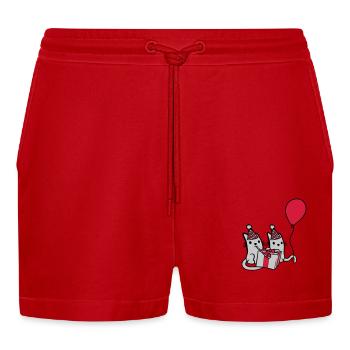 Geburtstag Katzen 2 Freunde - Organic Relaxed Cropped Shorts Made in EU - Rot - Vorne