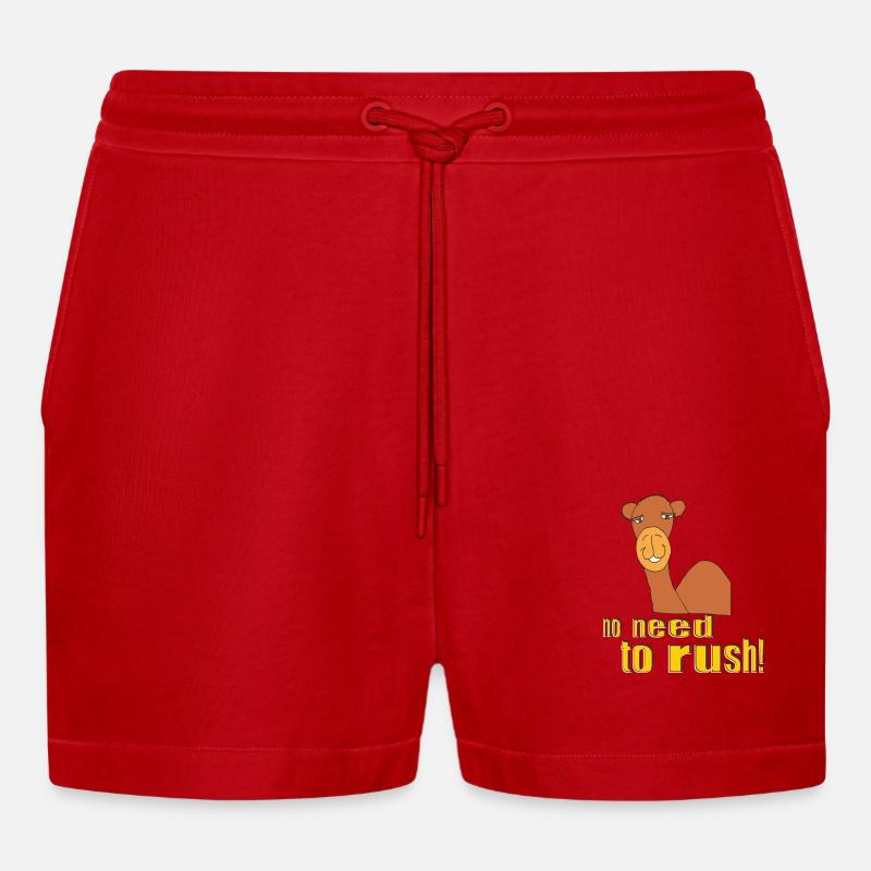 kamel no need to rush - Organic Relaxed Cropped Shorts Made in EU - Rot