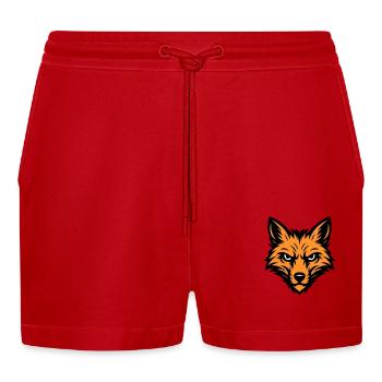 Animal à tête de renard - Short bio décontracté court fabriqué en UE - rouge - Devant