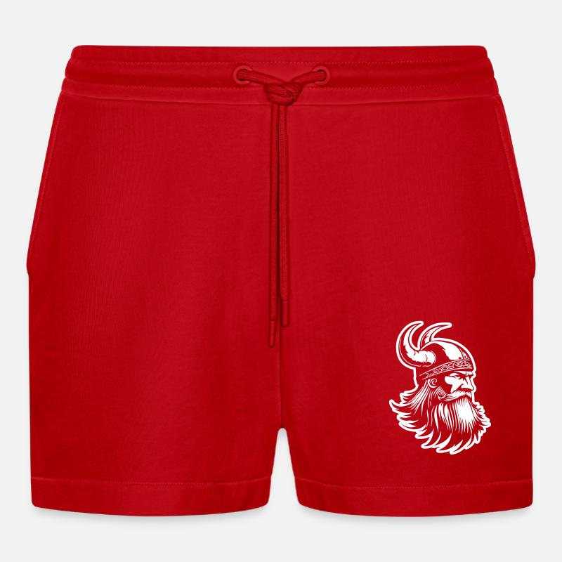 Wikinger Odin Krieger - Organic Relaxed Cropped Shorts Made in EU - Rot