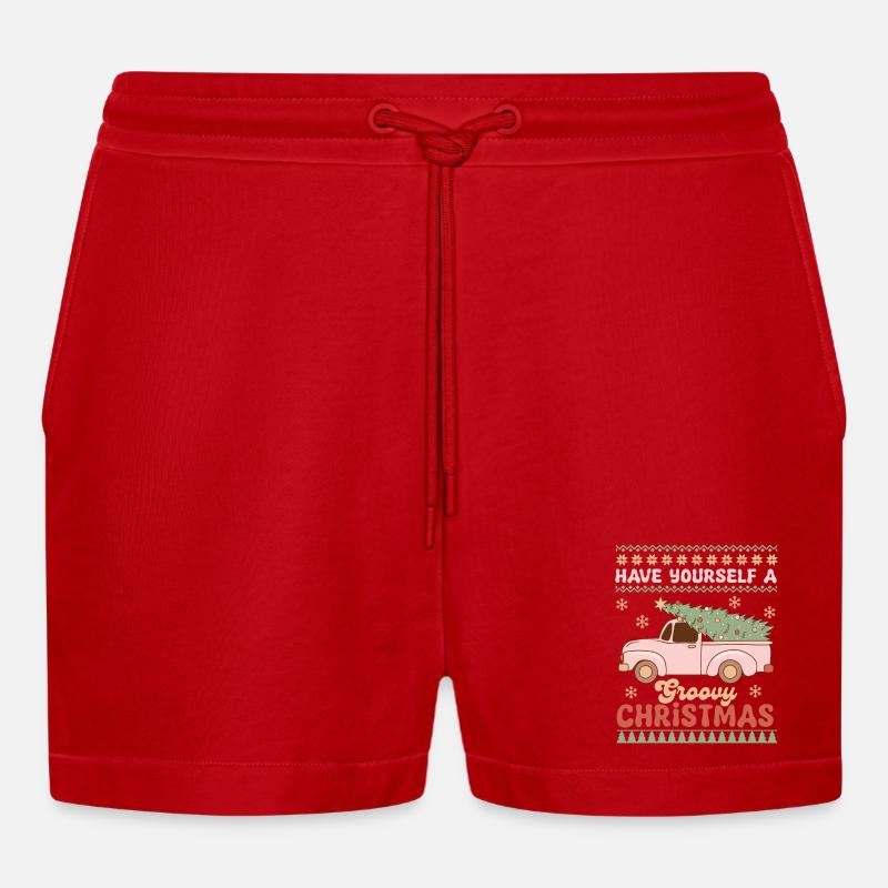 Hässlicher Weihnachtspullover - Organic Relaxed Cropped Shorts Made in EU - Rot