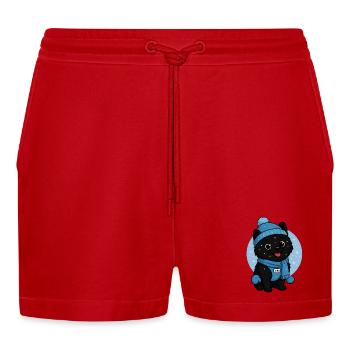 Cuddly Dog Winter Magic - Organic Relaxed Cropped Shorts Made in EU - red - Front