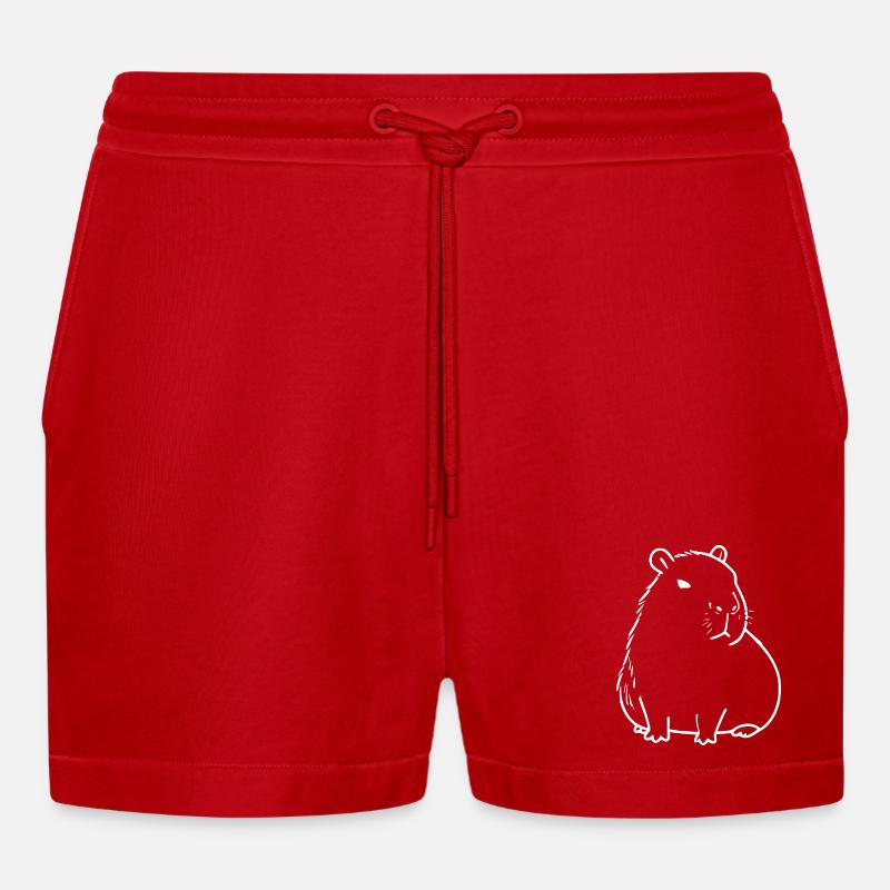 Capybara capybara blanc - Short bio décontracté court fabriqué en UE - rouge