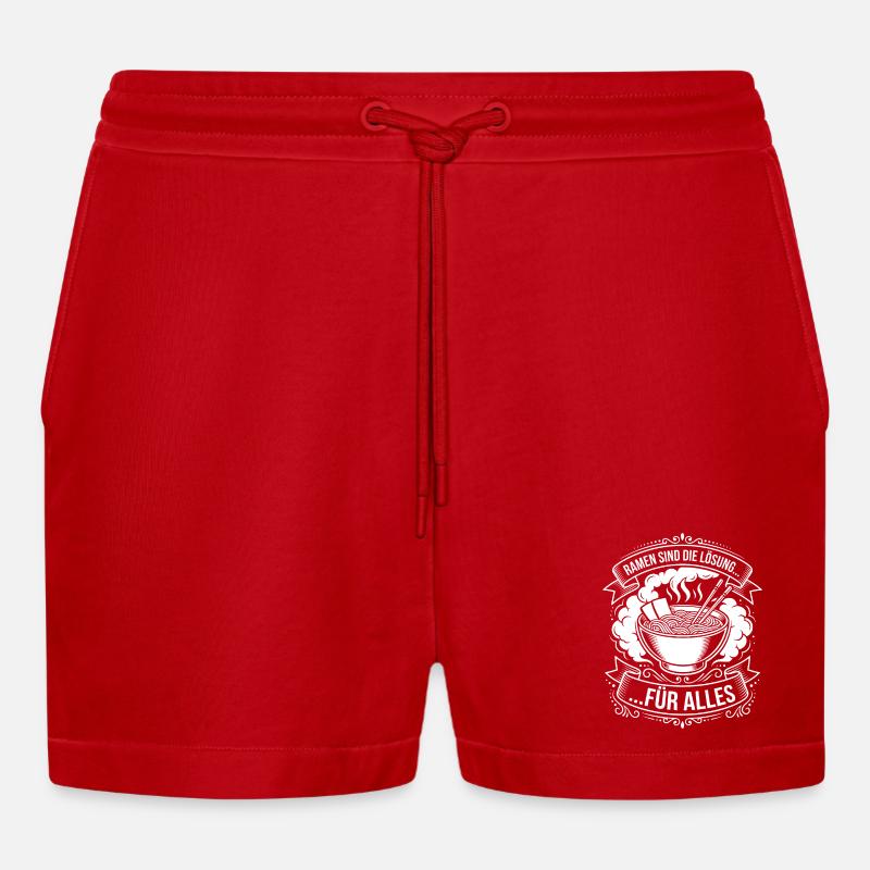 Ramen is the solution - Organic Relaxed Cropped Shorts Made in EU - red
