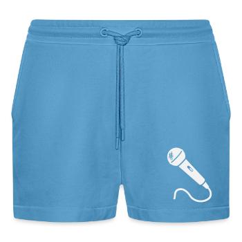 Mikrofon Karaoke Musiker Sänger Mikrophon Singen - Organic Relaxed Cropped Shorts Made in EU -  Sol Blue - Vorne