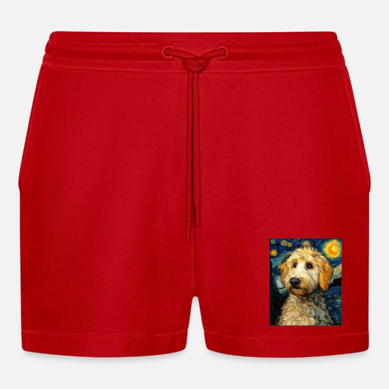 Havanese - Organic Relaxed Cropped Shorts Made in EU - red