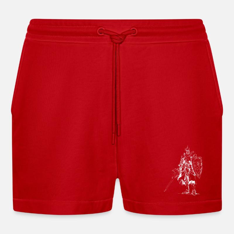 Heraldischer Ritter mit Schild - Organic Relaxed Cropped Shorts Made in EU - Rot