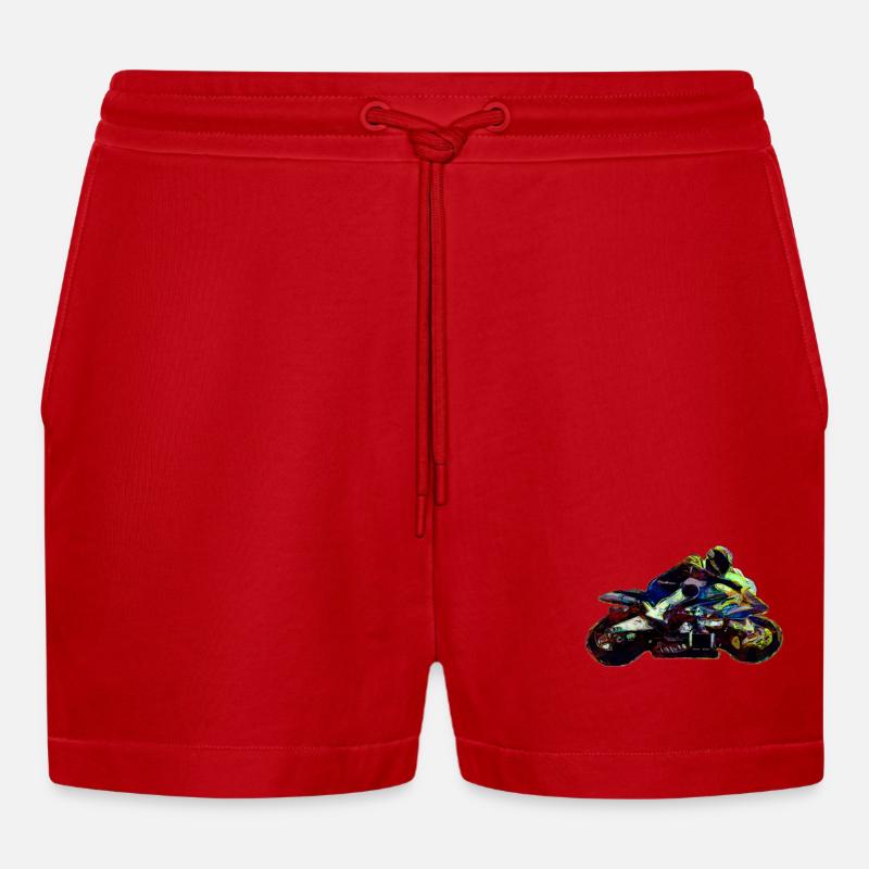 Motorrad Bunt - Organic Relaxed Cropped Shorts Made in EU - Rot
