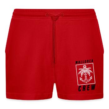 Mallorca Crew Palme Anker - Organic Relaxed Cropped Shorts Made in EU - Rot - Vorne