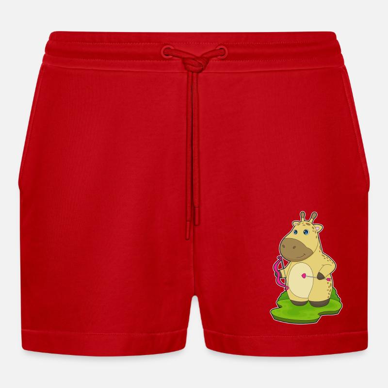 Giraffe Bogenschütze Bogen - Organic Relaxed Cropped Shorts Made in EU - Rot