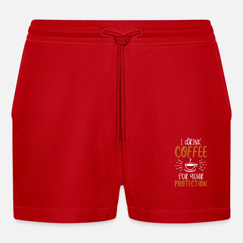 i drink coffee - Kaffee Geschenkidee - Organic Relaxed Cropped Shorts Made in EU - Rot