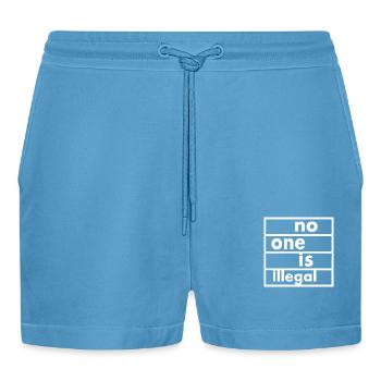 No one is illegal - Organic Relaxed Cropped Shorts Made in EU -  Sol Blue - Front
