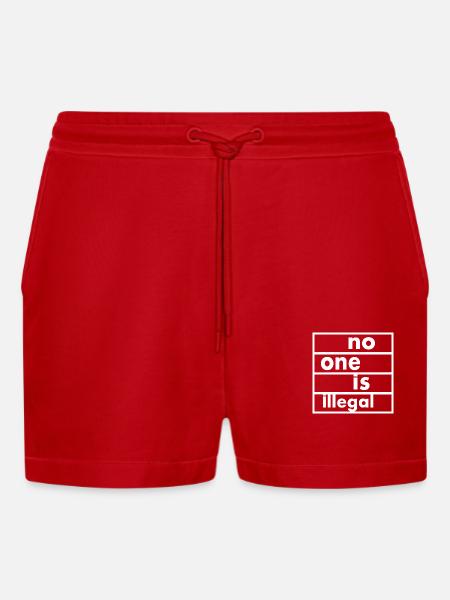 No one is illegal - Organic Relaxed Cropped Shorts Made in EU - red