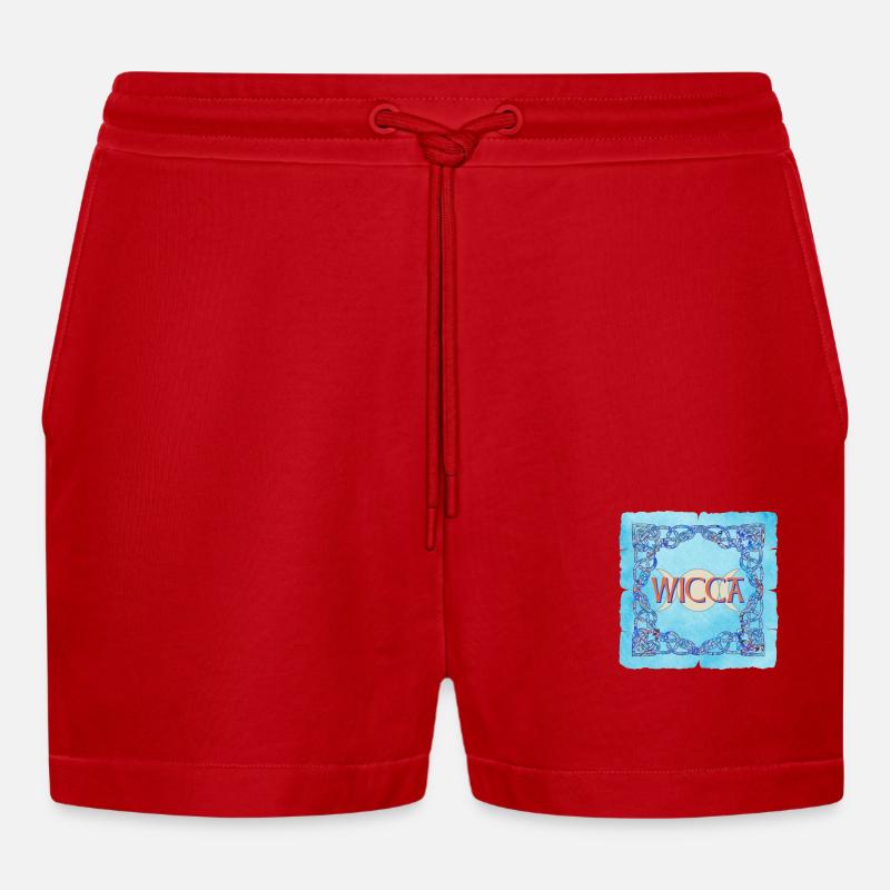 Celtic frame Wicca E 238 - Organic Relaxed Cropped Shorts Made in EU - red