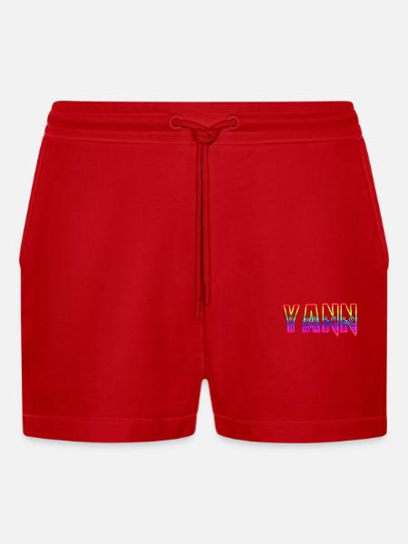 yann rs rainbow - Organic Relaxed Cropped Shorts Made in EU - red
