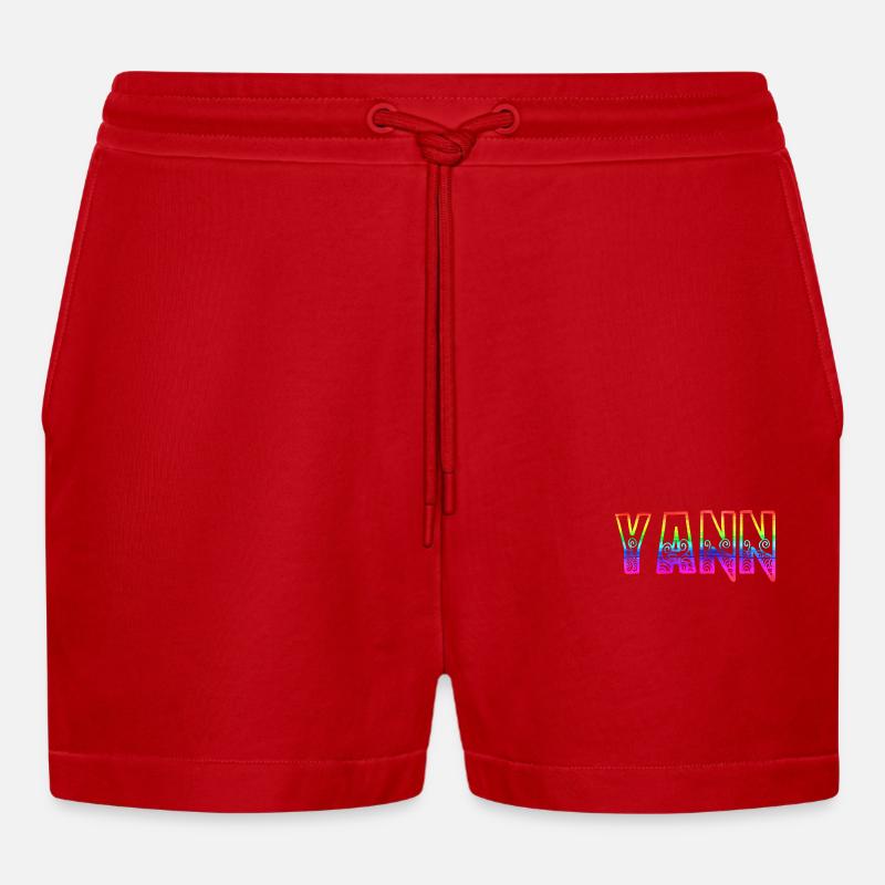 yann rs regenbogen - Organic Relaxed Cropped Shorts Made in EU - Rot