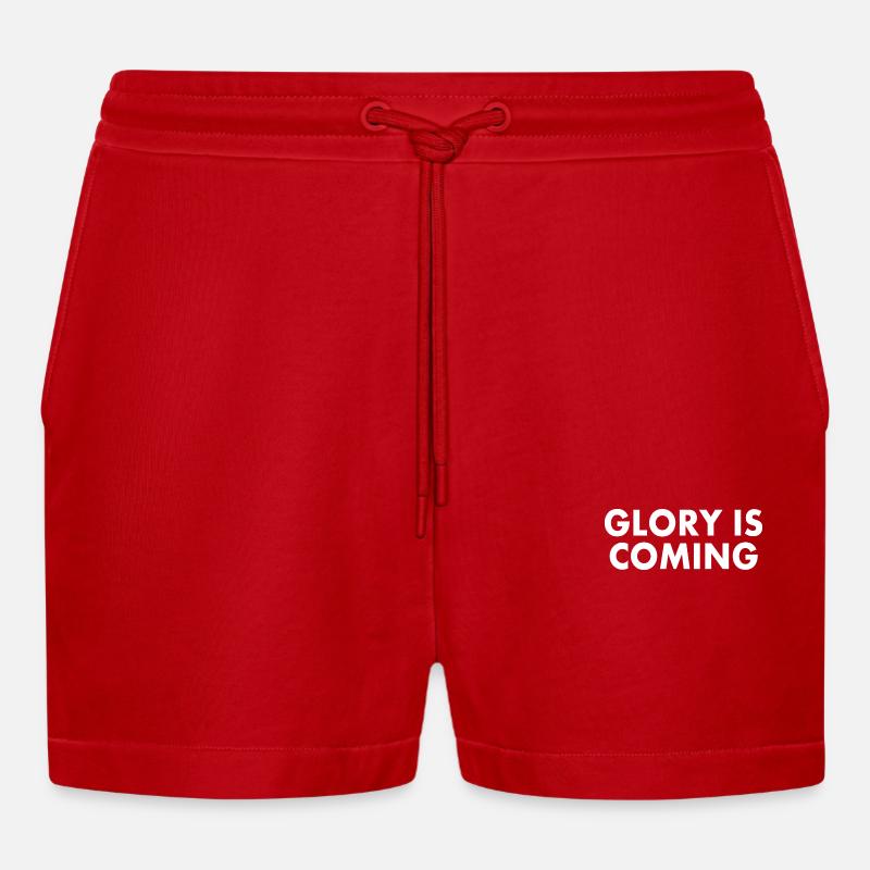 Glory is coming - Organic Relaxed Cropped Shorts Made in EU - red