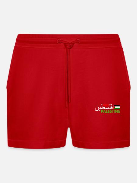 Free palestine فلسطين - Organic Relaxed Cropped Shorts Made in EU - red