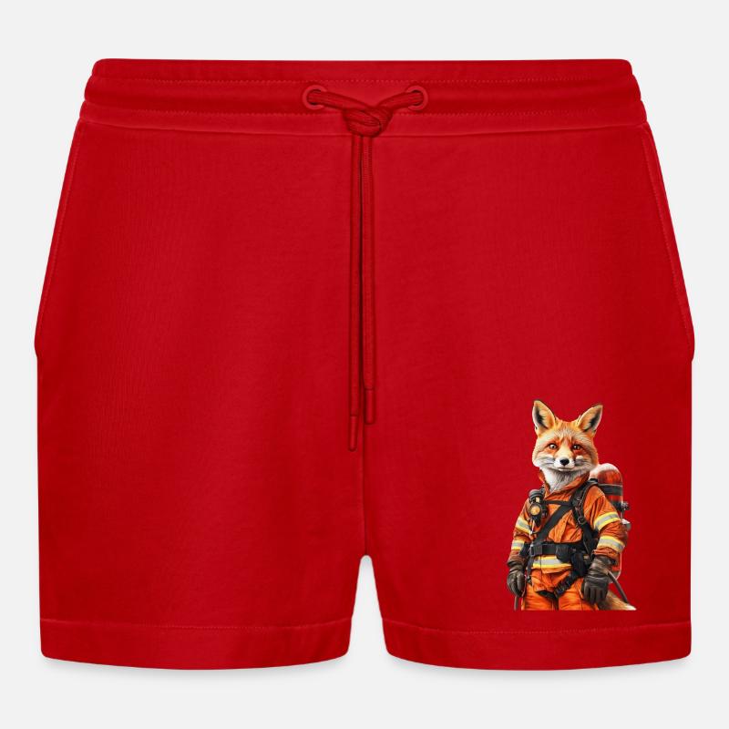 Fuchs - Organic Relaxed Cropped Shorts Made in EU - Rot