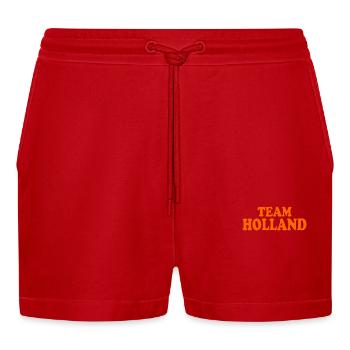 Team holland - Organic Relaxed Cropped Shorts Made in EU - Rot - Vorne
