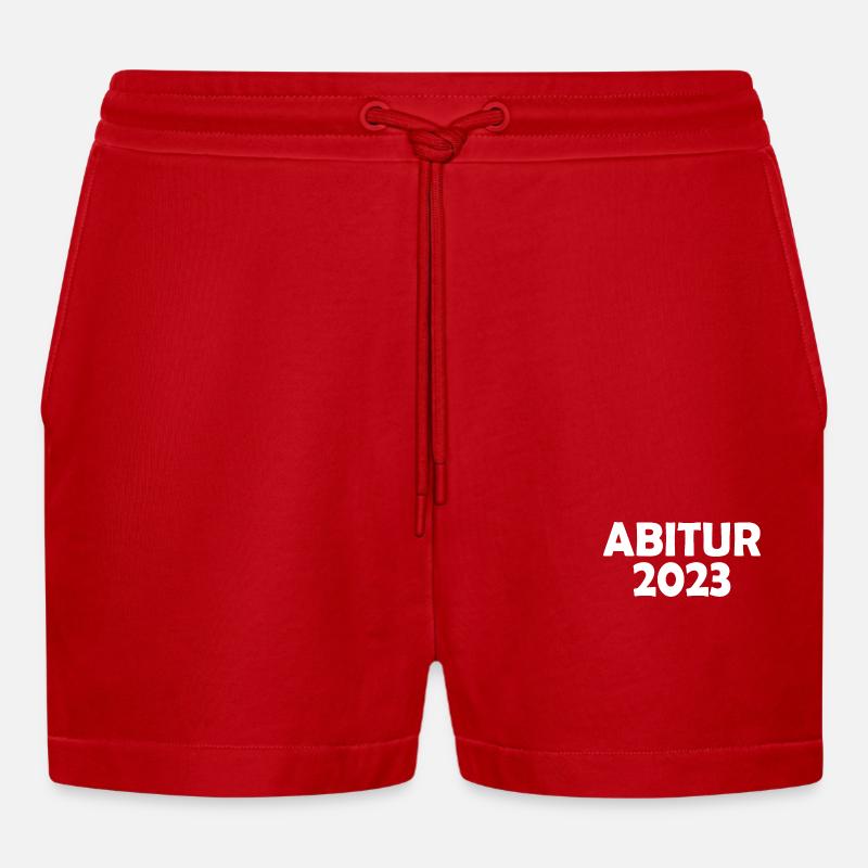 Abitur 2023 - Organic Relaxed Cropped Shorts Made in EU - Rot