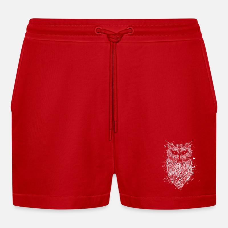 mysteriöse Eule - Organic Relaxed Cropped Shorts Made in EU - Rot