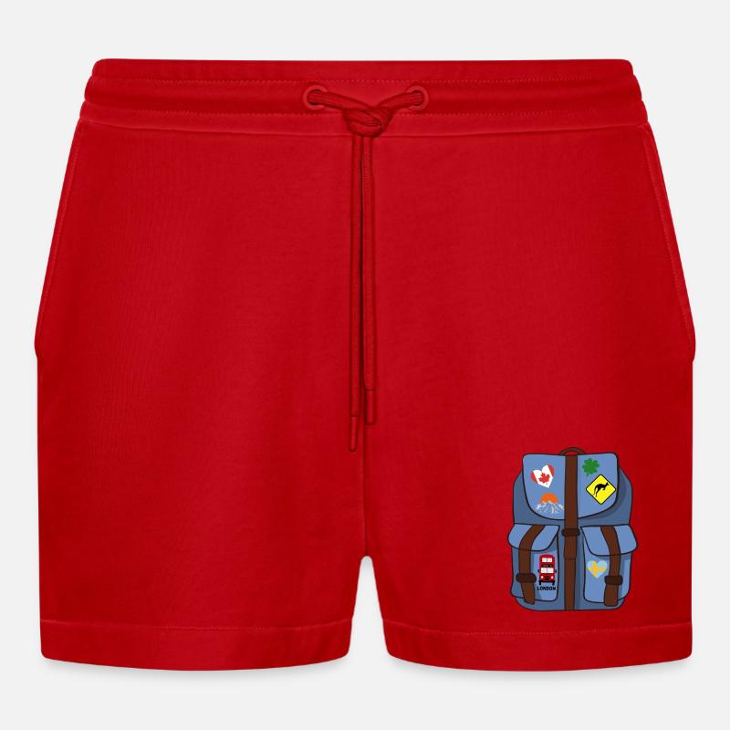 backpack - Organic Relaxed Cropped Shorts Made in EU - red