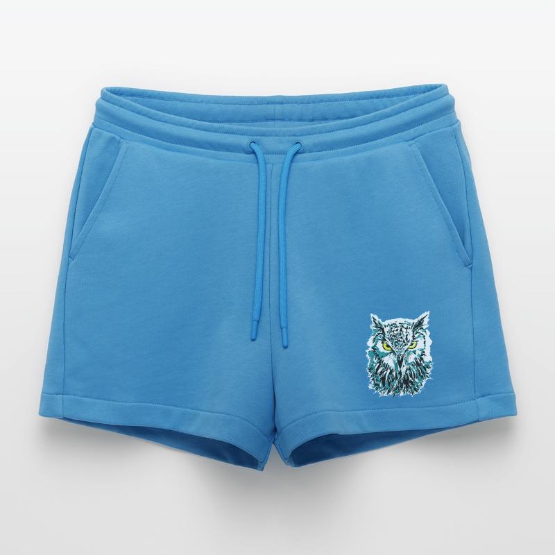 Bunte Eule - Eulenkopf - Kauz - Farbenfrohe Eule Organic Relaxed Cropped Shorts Made in EU