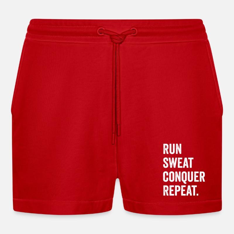 Courir. Sueur. Conquérir. Répéter. - Short bio décontracté court fabriqué en UE - rouge
