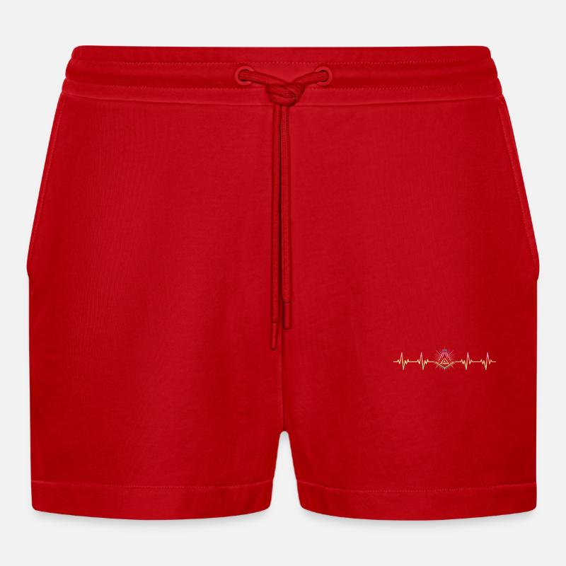 Masonic Tshirt, Masonic Gift - Organic Relaxed Cropped Shorts Made in EU - red