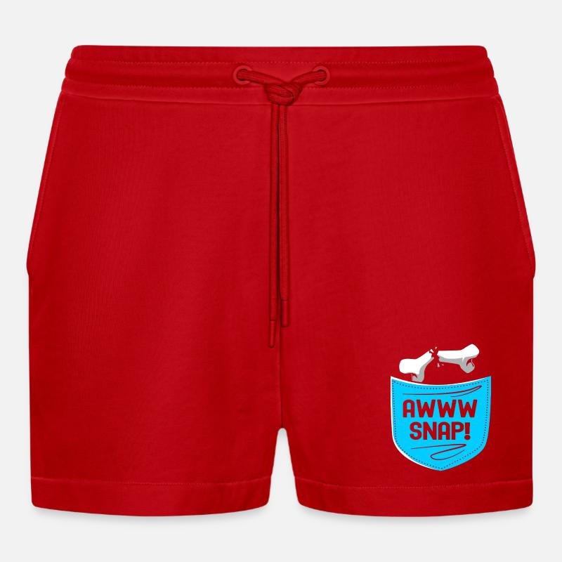Knochenbruch Halloween Skelett Knochen Armbruch - Organic Relaxed Cropped Shorts Made in EU - Rot