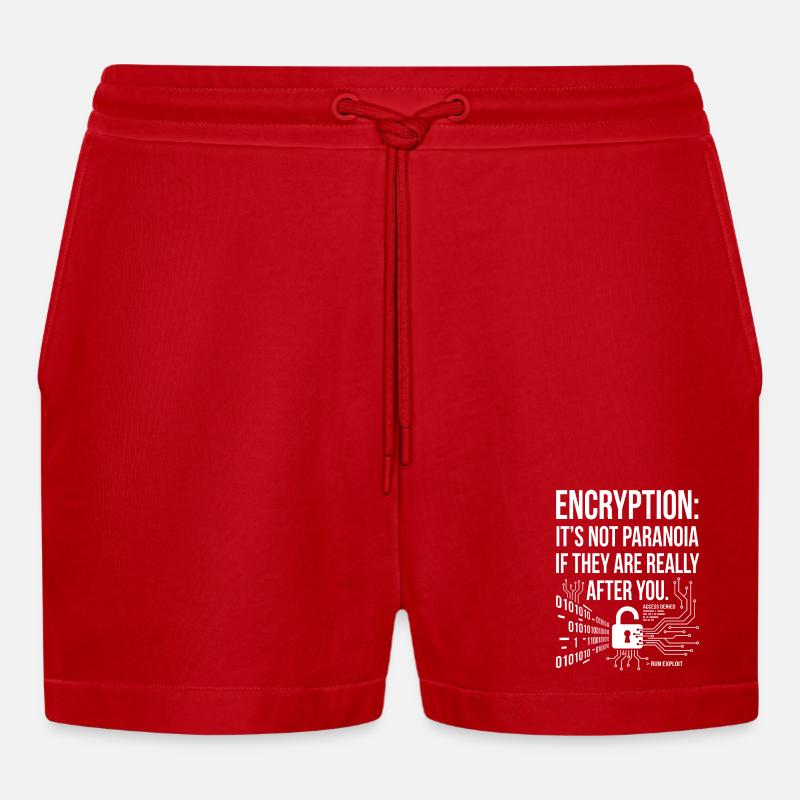 Conception de paranoïa du chiffrement - Short bio décontracté court fabriqué en UE - rouge