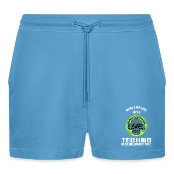 My neighbors listen to techno - Organic Relaxed Cropped Shorts Made in EU -  Sol Blue - Front