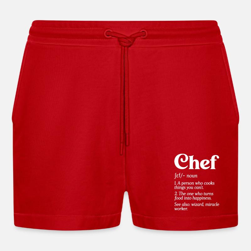 Funny Chef Definition Head Chef Baker Restaurant C - Organic Relaxed Cropped Shorts Made in EU - red