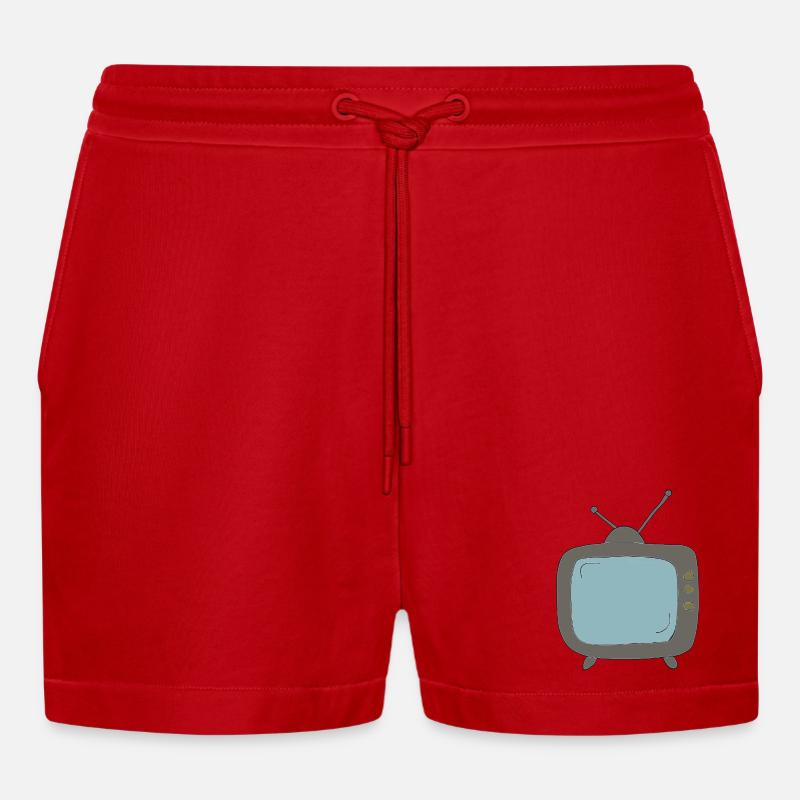 fernseher comicstyle - Organic Relaxed Cropped Shorts Made in EU - Rot