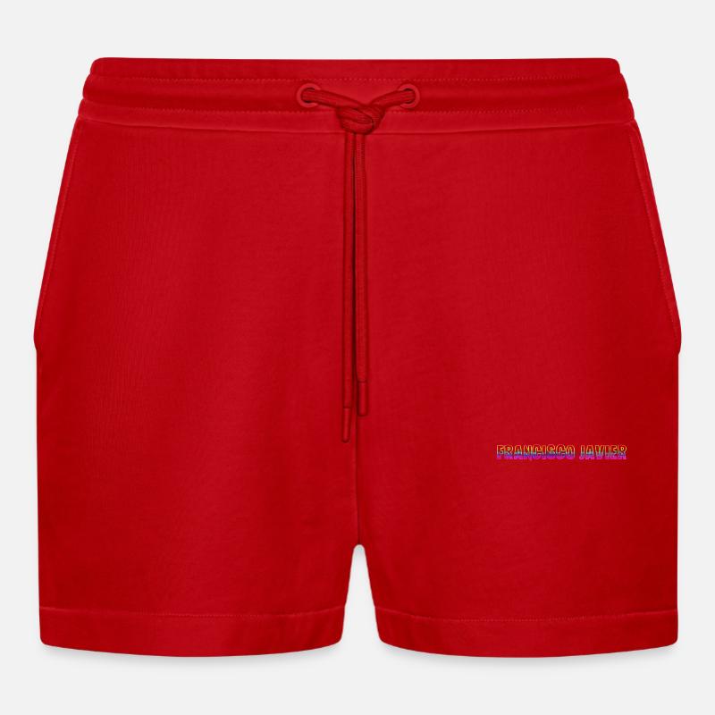 francisco javier rs regenbogen - Organic Relaxed Cropped Shorts Made in EU - Rot
