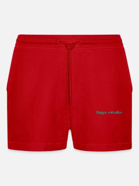 RETIREMENT. RETIREMENT. RETIRED. RETIREMENT - Organic Relaxed Cropped Shorts Made in EU - red
