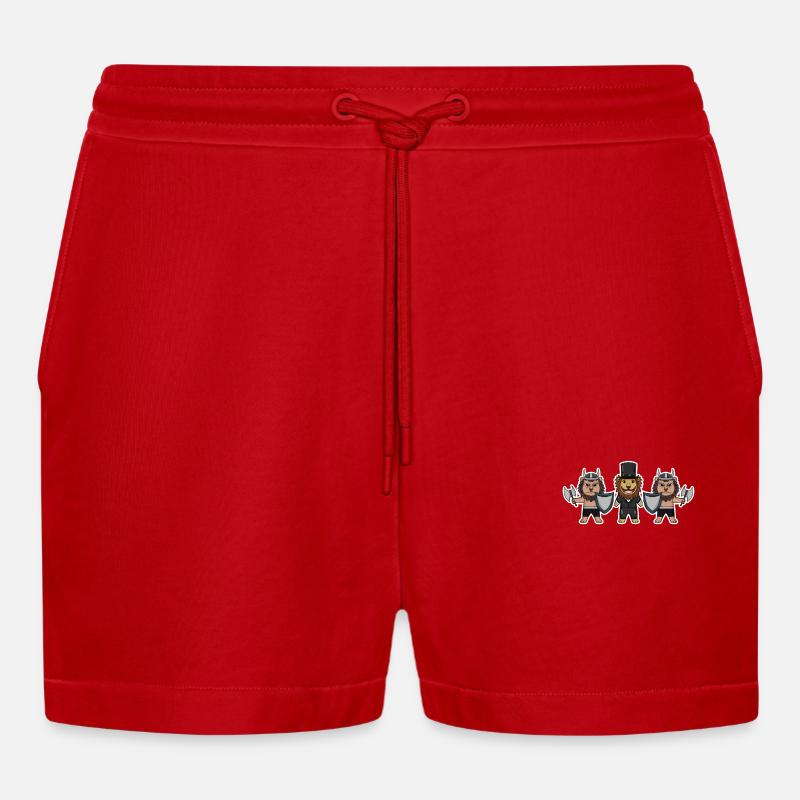 Bräutigam Security Wikinger Löwen - Organic Relaxed Cropped Shorts Made in EU - Rot