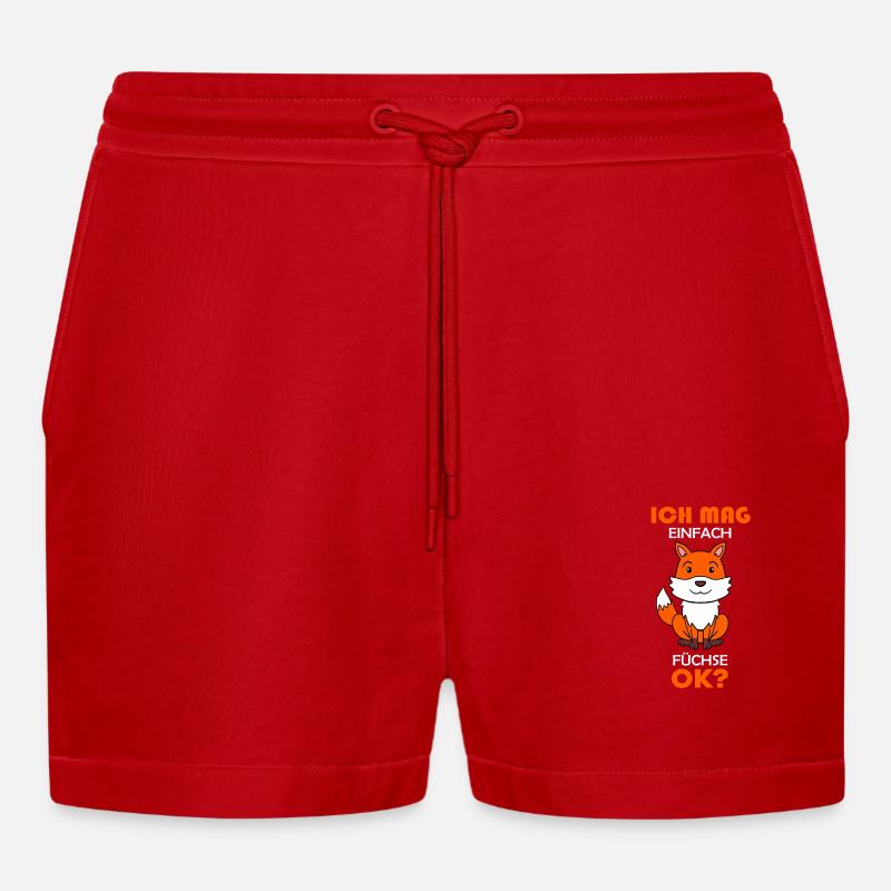 Fuchs Tier Wald Wildtier - Organic Relaxed Cropped Shorts Made in EU - Rot