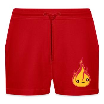 gesicht suess niedlich klein comic cartoon feuer f - Organic Relaxed Cropped Shorts Made in EU - Rot - Vorne