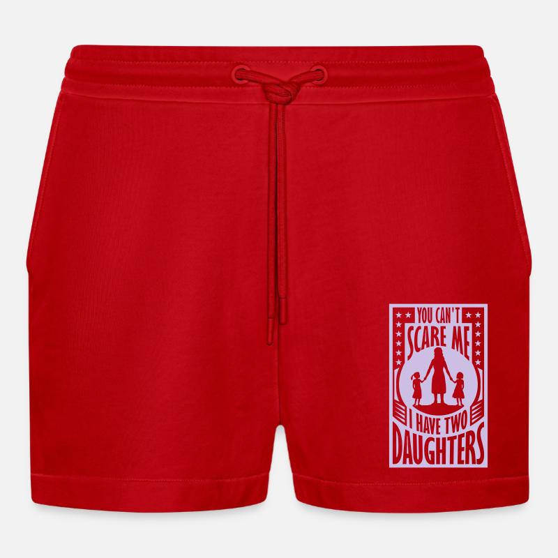 I have two daughters - Organic Relaxed Cropped Shorts Made in EU - red