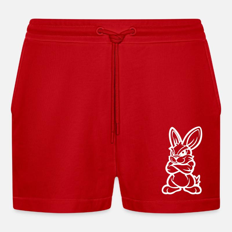 hase comic - Organic Relaxed Cropped Shorts Made in EU - Rot