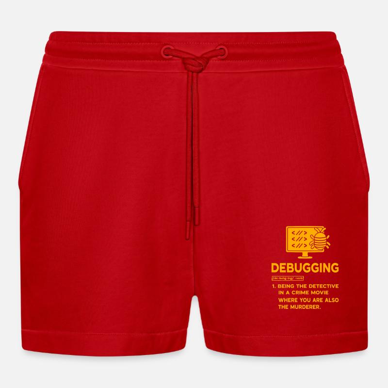 Debugging - Organic Relaxed Cropped Shorts Made in EU - red