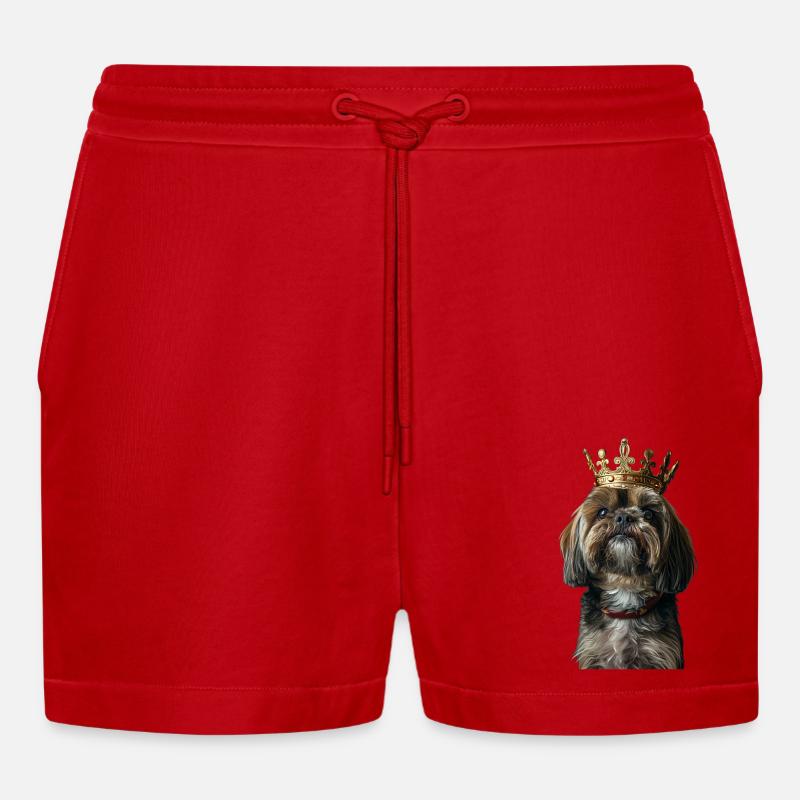 Lhassa Apso - Short bio décontracté court fabriqué en UE - rouge