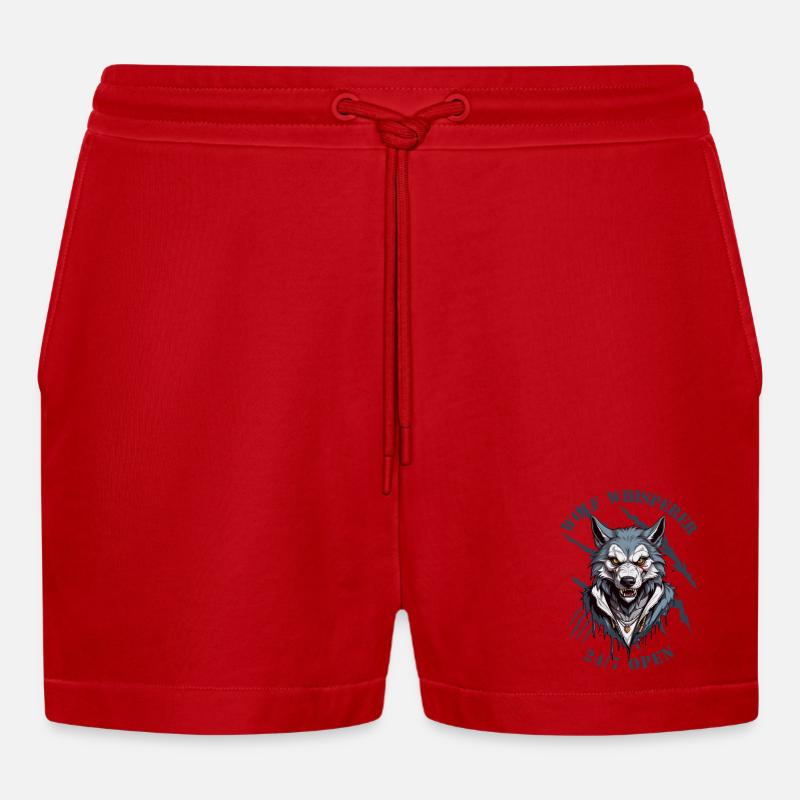 Wolf Flüsterer 24/7 Geöffnet - Organic Relaxed Cropped Shorts Made in EU - Rot