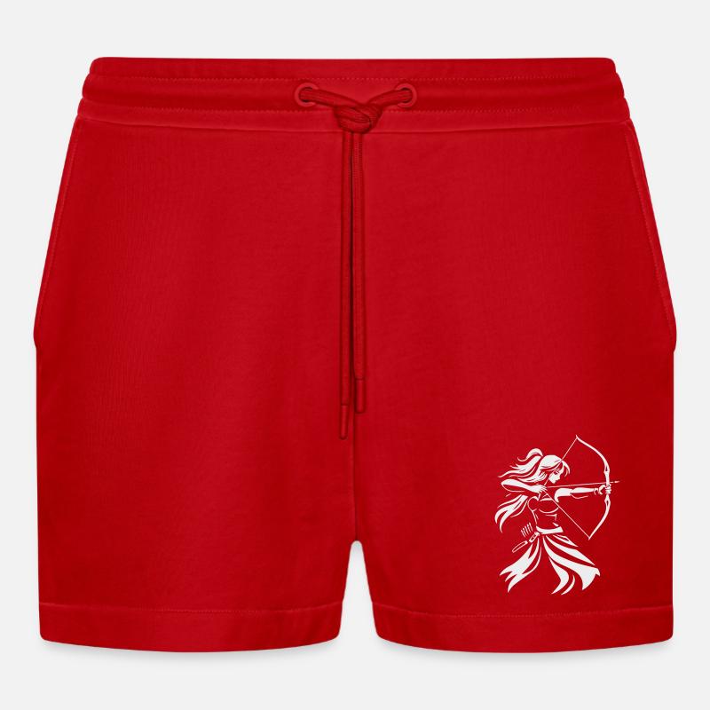 Silhouette d’archer avec arc - Short bio décontracté court fabriqué en UE - rouge