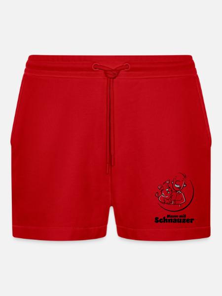 Mann mit Schnauzer (Oberlippenbart) - Organic Relaxed Cropped Shorts Made in EU - Rot