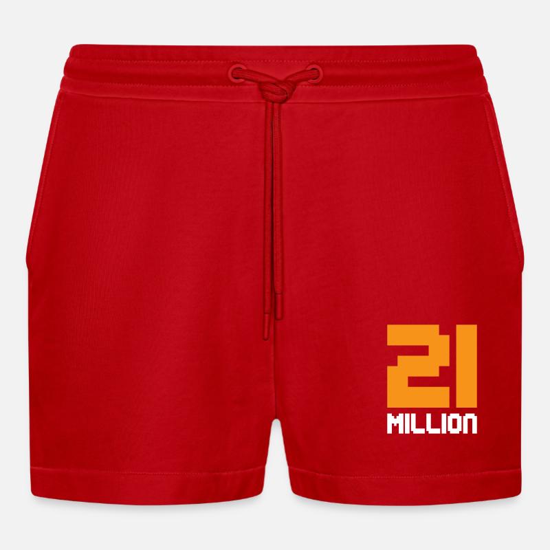 21 Millionen Bitcoin - Organic Relaxed Cropped Shorts Made in EU - Rot